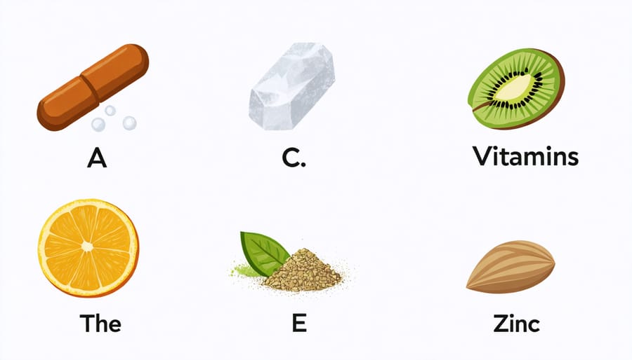 Diagram of essential nutrients important for maintaining eye health