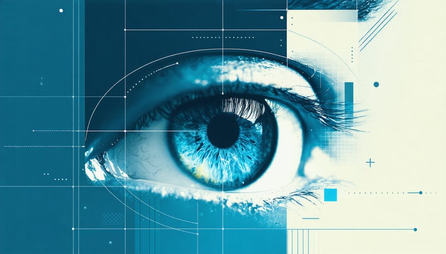 Diagram showing different parts of the human eye with annotations related to CBD effects