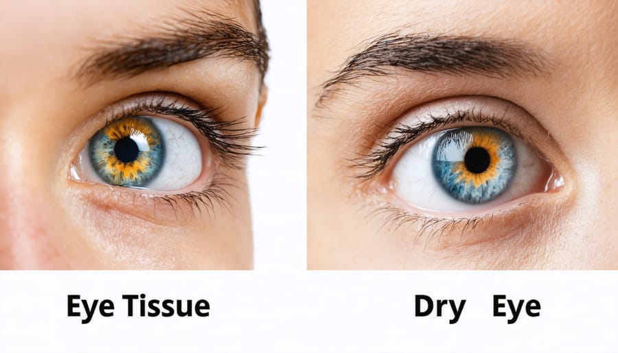 Medical comparison of healthy eye surface and dry eye syndrome symptoms