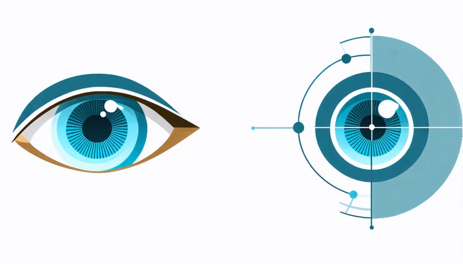 Cross-section diagram showing normal vs elevated intraocular pressure in the eye