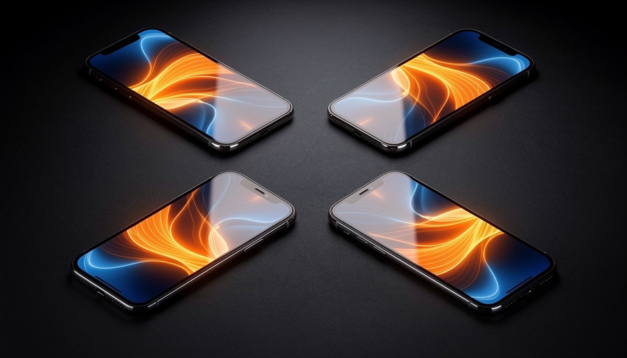 Multiple smartphones displaying upvote symbols arranged in pattern suggesting coordination