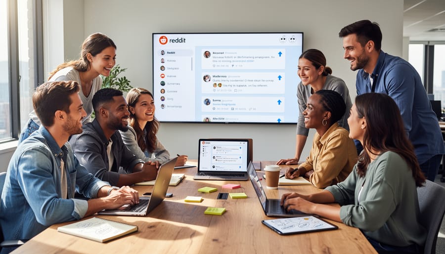 Diverse group engaged in authentic community discussion and collaboration